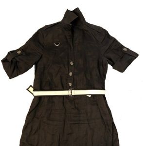 ZARA Olive Green Shirt Mini Dress With Belt